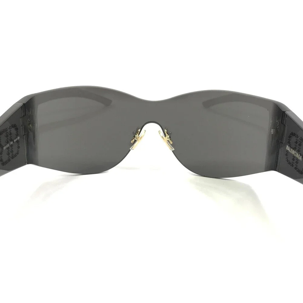 Balenciaga Sunglasses BB0122S 004 Gray Oversized Shield Frames With Gray Lenses